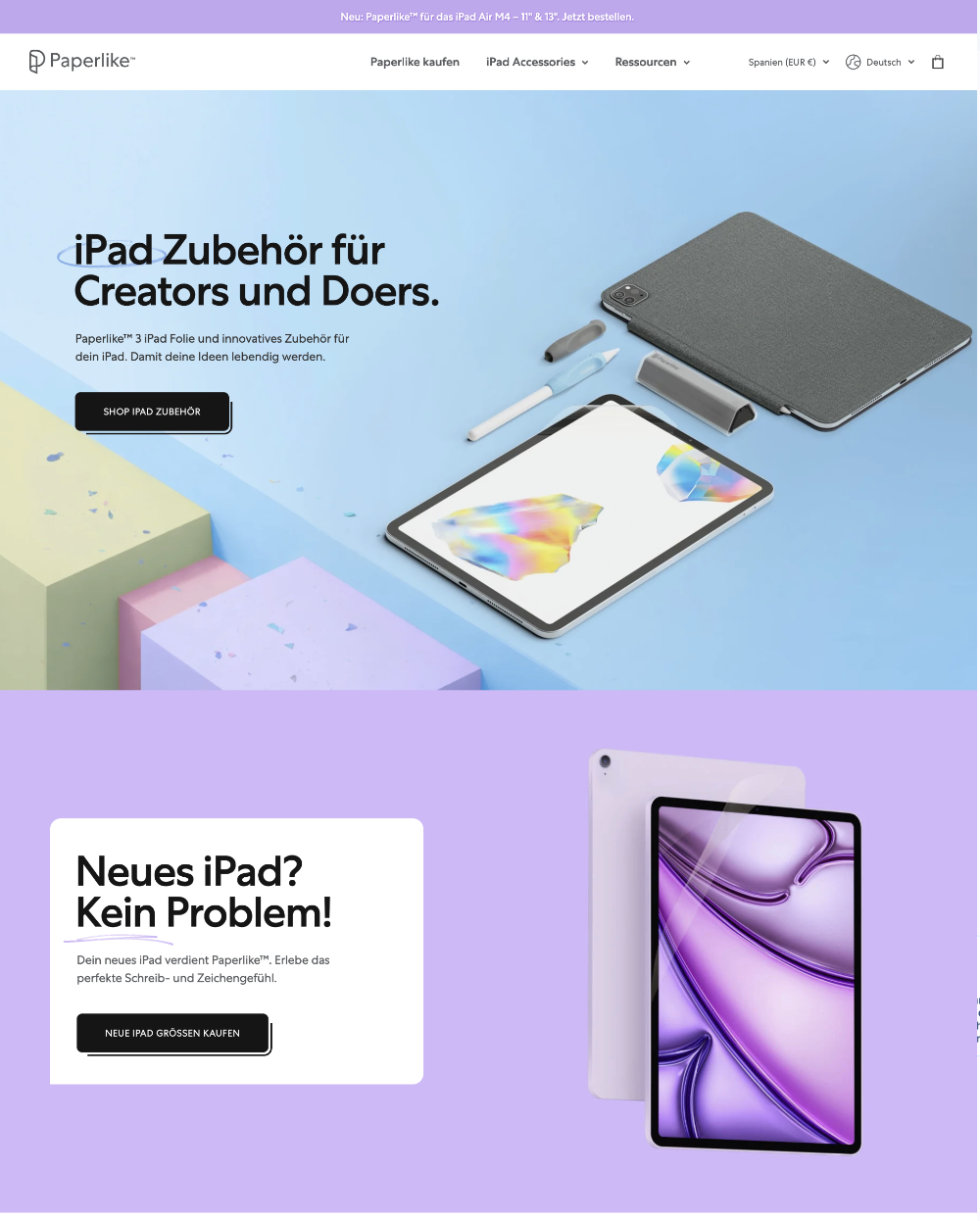 Alt: Modernes E-Commerce Layout für Technik-Zubehör mit Fokus auf Mobile-First Indexing.