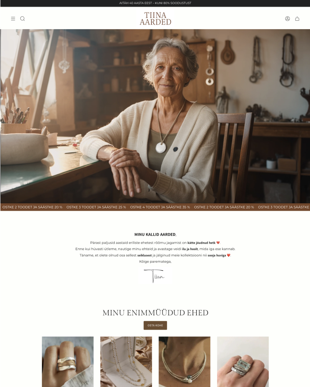 Alt:Hochwertiges Storytelling-Design für einen Schmuck-Onlineshop mit Fokus auf Brand-Experience.